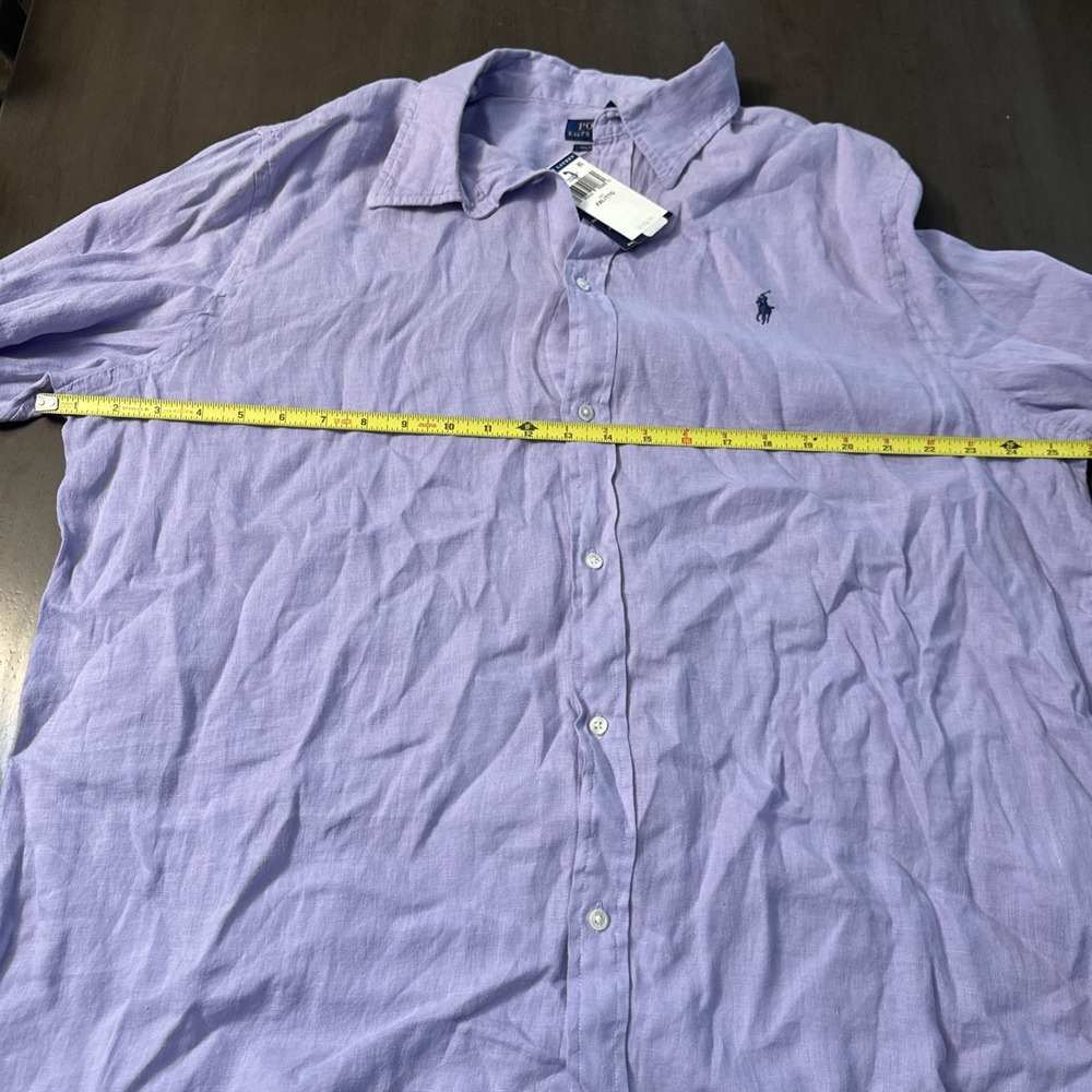 Polo Ralph Lauren Purple LINEN Long Sleeve Relax Fit Button Down Shirt - Picture 6 of 8